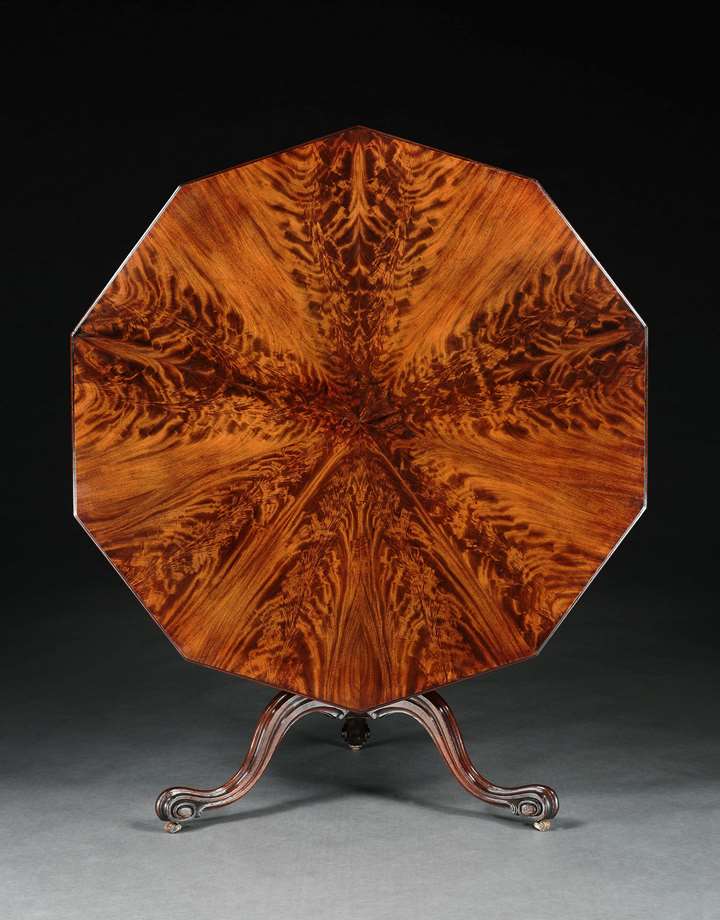 A GEORGE III MAHOGANY DECAGONAL TRIPOD TABLE